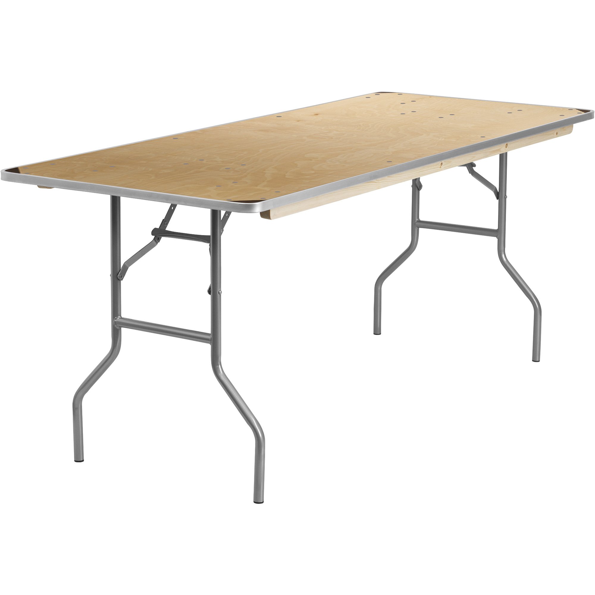 Flash Furniture Birchwood Folding Table with Aluminum Edge